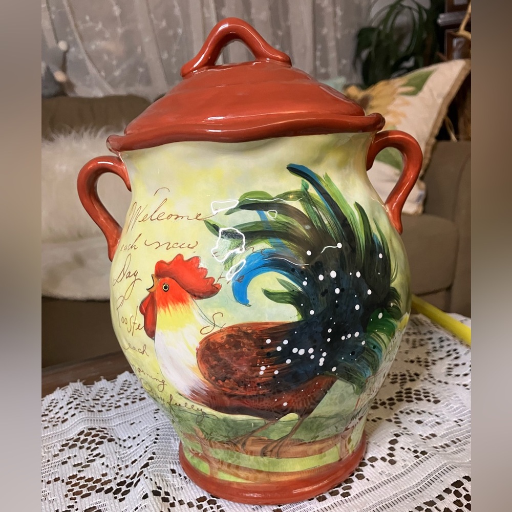Susan Winger  Certified  International  Rooster Ceramic Canister 10”